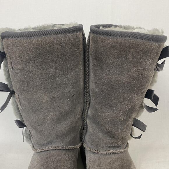 Koolaburra by UGG Boots Womens 7 Gray Suede Victoria Tall Bow 1015875 Sherpa - Picture 5 of 14